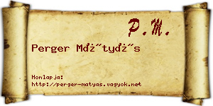 Perger Mátyás névjegykártya