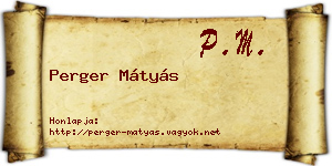 Perger Mátyás névjegykártya